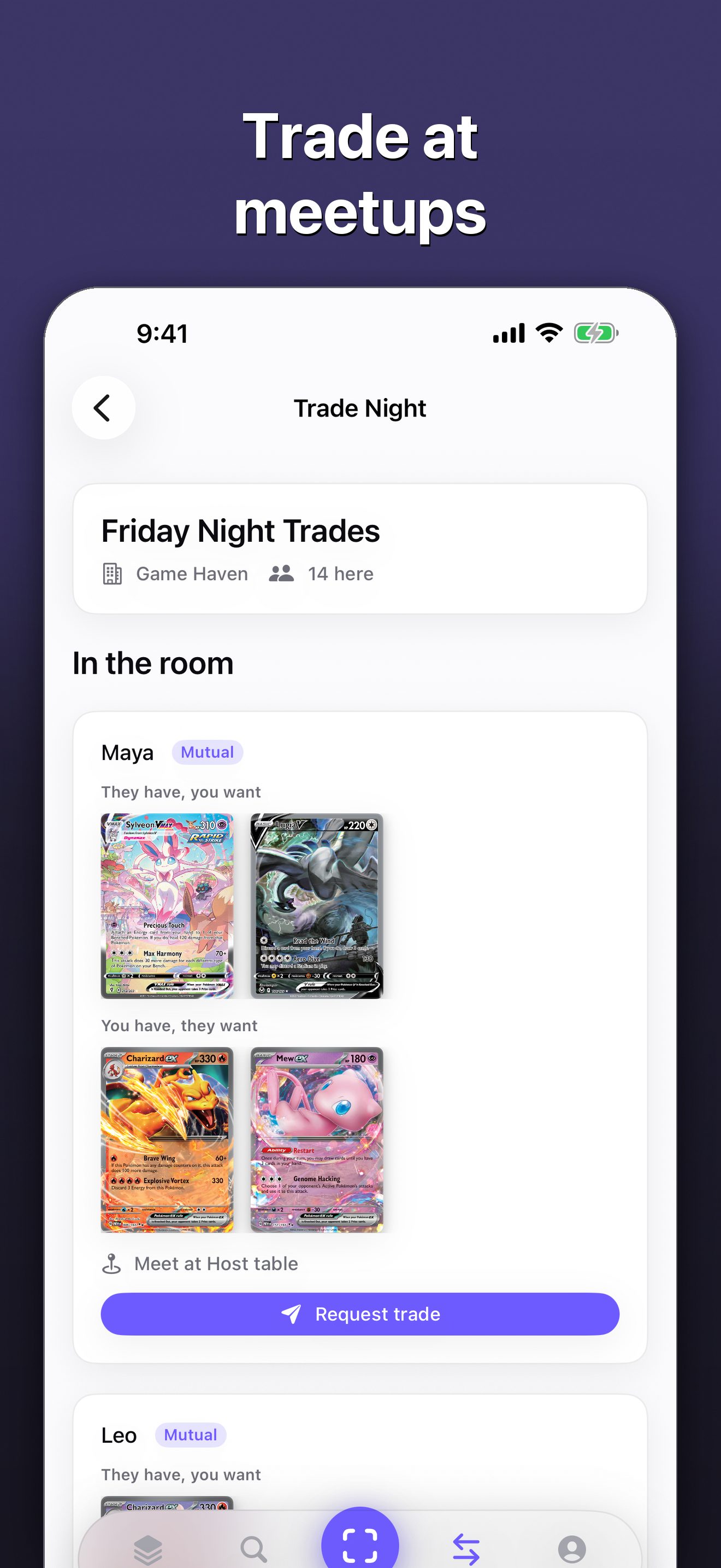 Trade Night: three cards up, three down, and see if it is fair